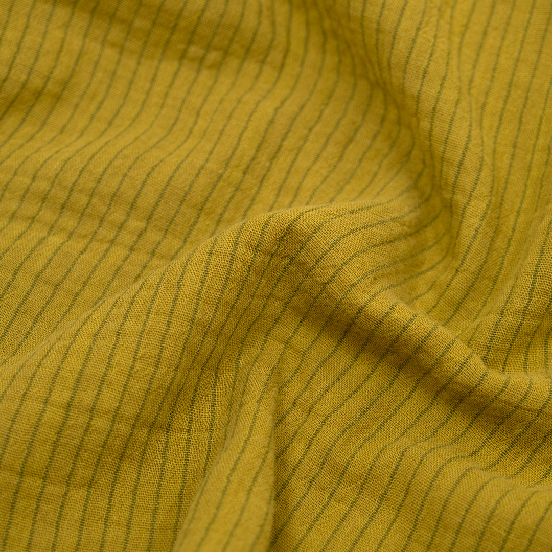 Pinstripe Organic Cotton Double Gauze - Chartreuse | Blackbird Fabrics