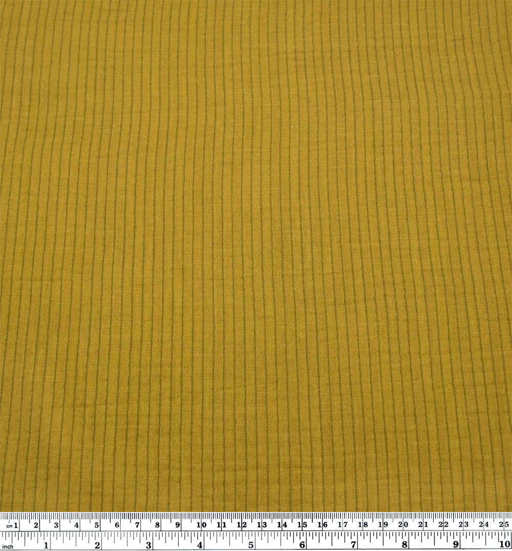 Pinstripe Organic Cotton Double Gauze - Chartreuse | Blackbird Fabrics