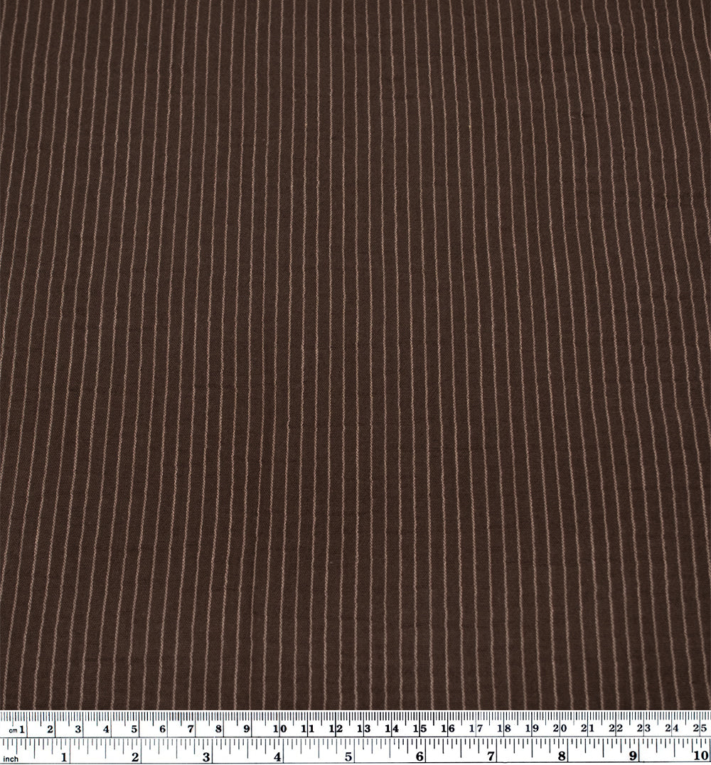 Pinstripe Organic Cotton Double Gauze - Chocolate | Blackbird Fabrics
