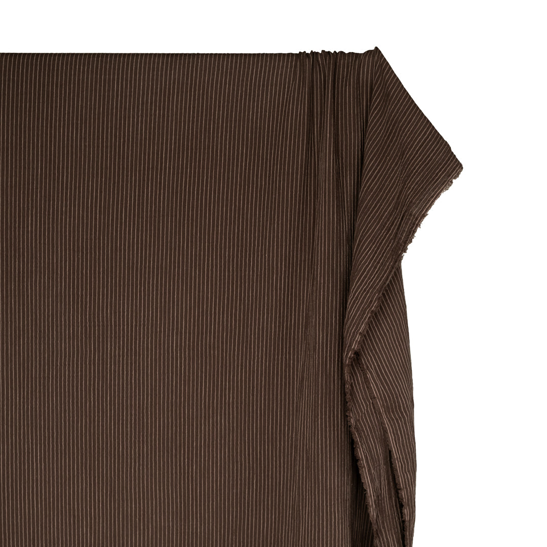 Pinstripe Organic Cotton Double Gauze - Chocolate | Blackbird Fabrics