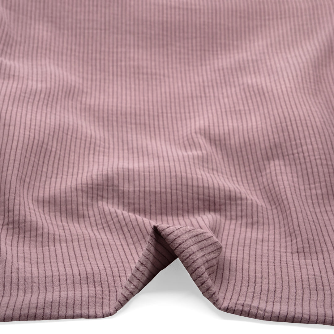 Pinstripe Organic Cotton Double Gauze - Dusty Lilac | Blackbird Fabrics