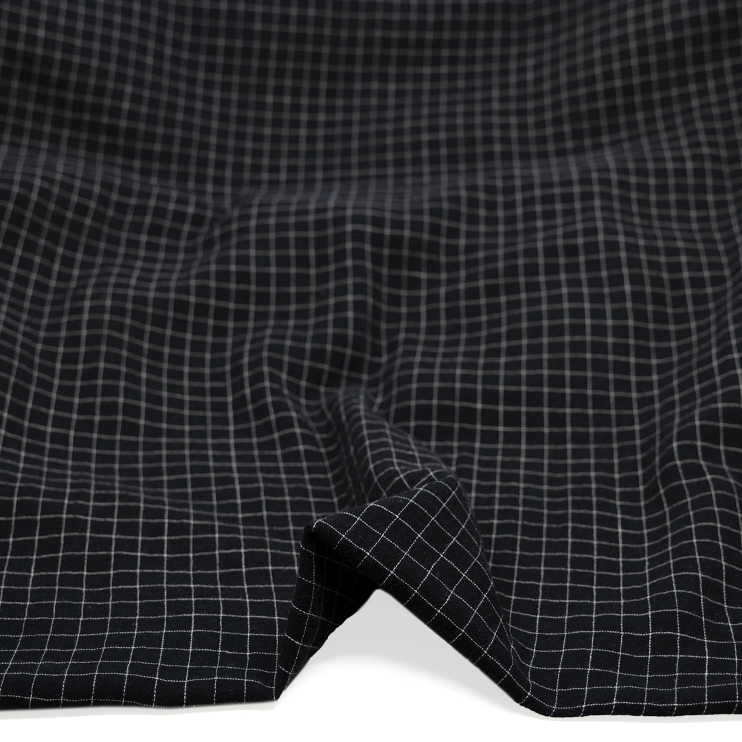 Grid Organic Cotton Double Gauze - Black/White | Blackbird Fabrics