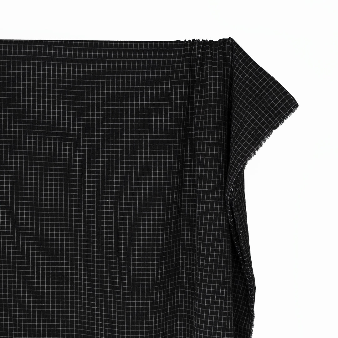 Grid Organic Cotton Double Gauze - Black/White | Blackbird Fabrics