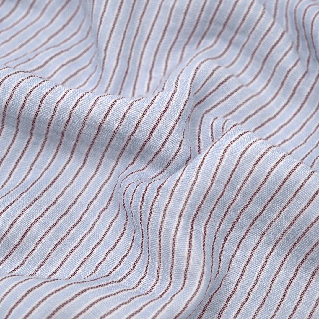 Office Stripe Organic Cotton Double Gauze - Ice Blue | Blackbird Fabrics