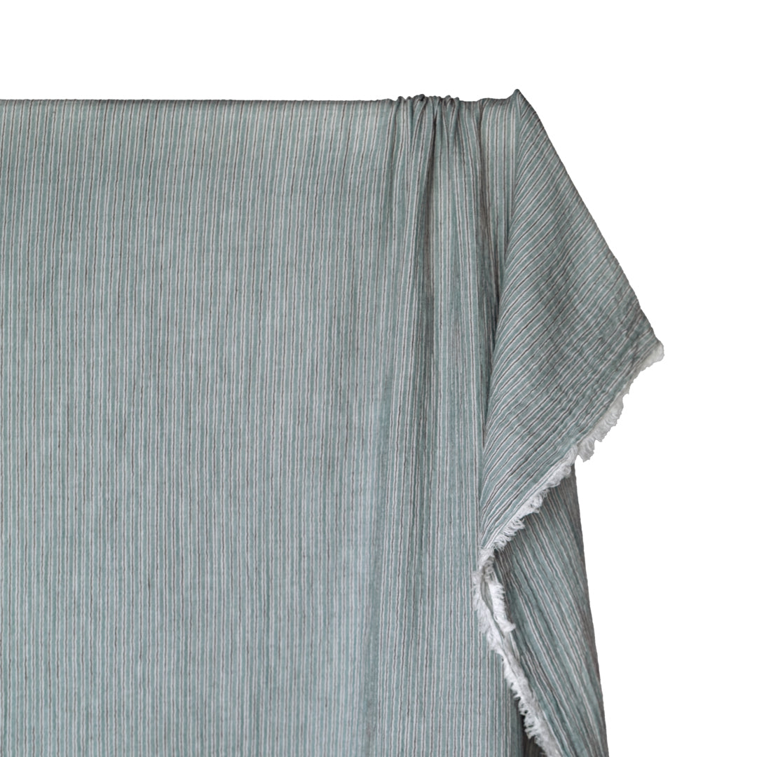 Office Stripe Organic Cotton Double Gauze - Dusty Teal | Blackbird Fabrics
