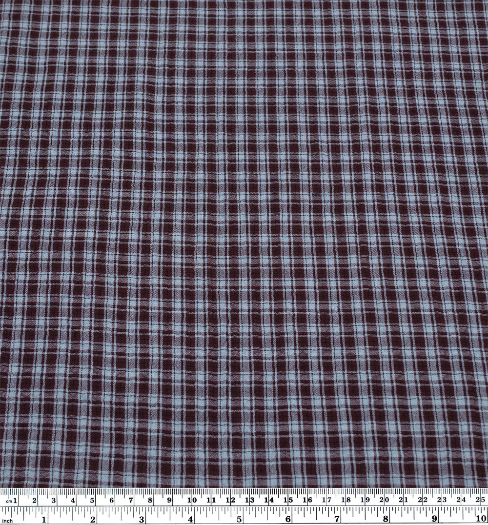 Punk Plaid Organic Cotton Double Gauze - Boysenberry/Ice Blue | Blackbird Fabrics