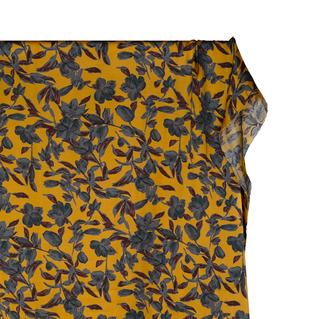 Throne Room Viscose Satin - Vintage Gold/Flint | Blackbird Fabrics