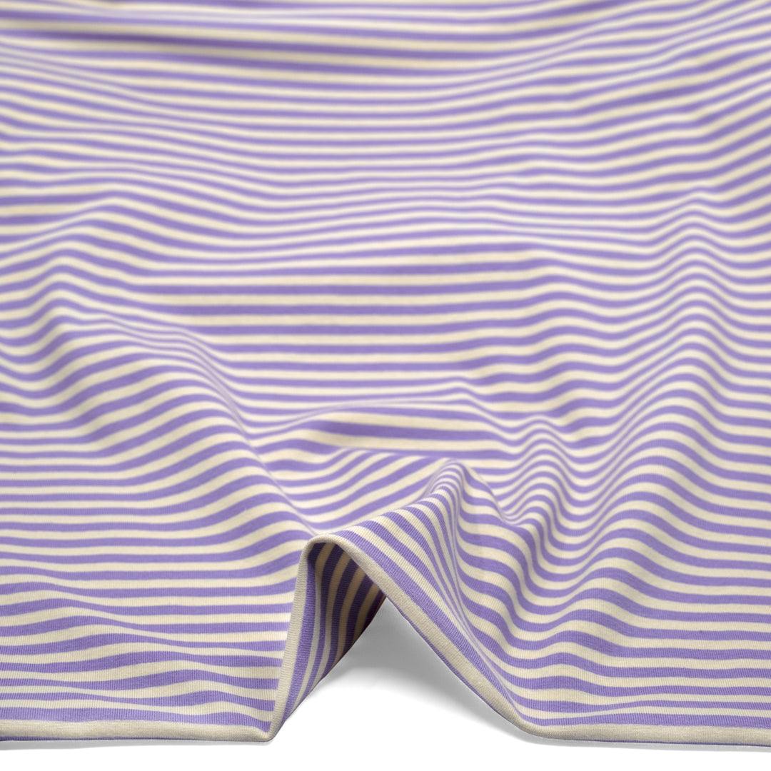 Skinny Sport Stripe Cotton Jersey - Lavender/Cream | Blackbird Fabrics