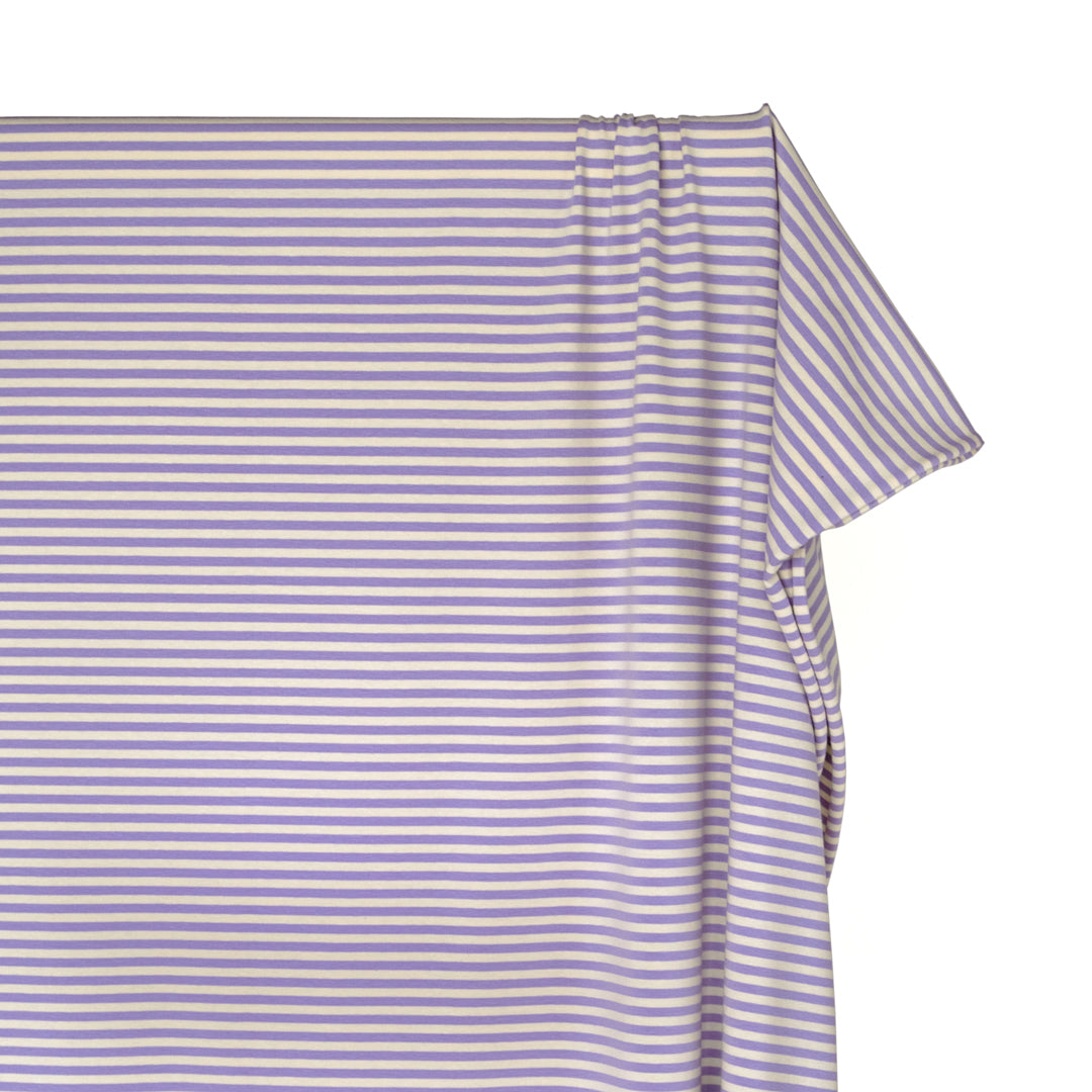 Skinny Sport Stripe Cotton Jersey - Lavender/Cream | Blackbird Fabrics