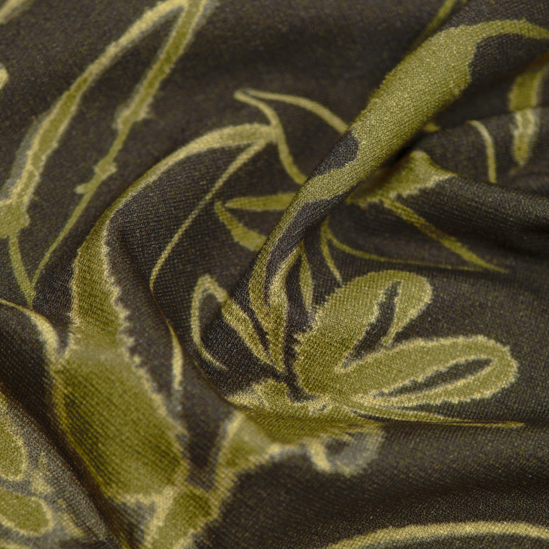 Overgrowth LENZING™ ECOVERO™ Jersey - Peat/Avocado | Blackbird Fabrics