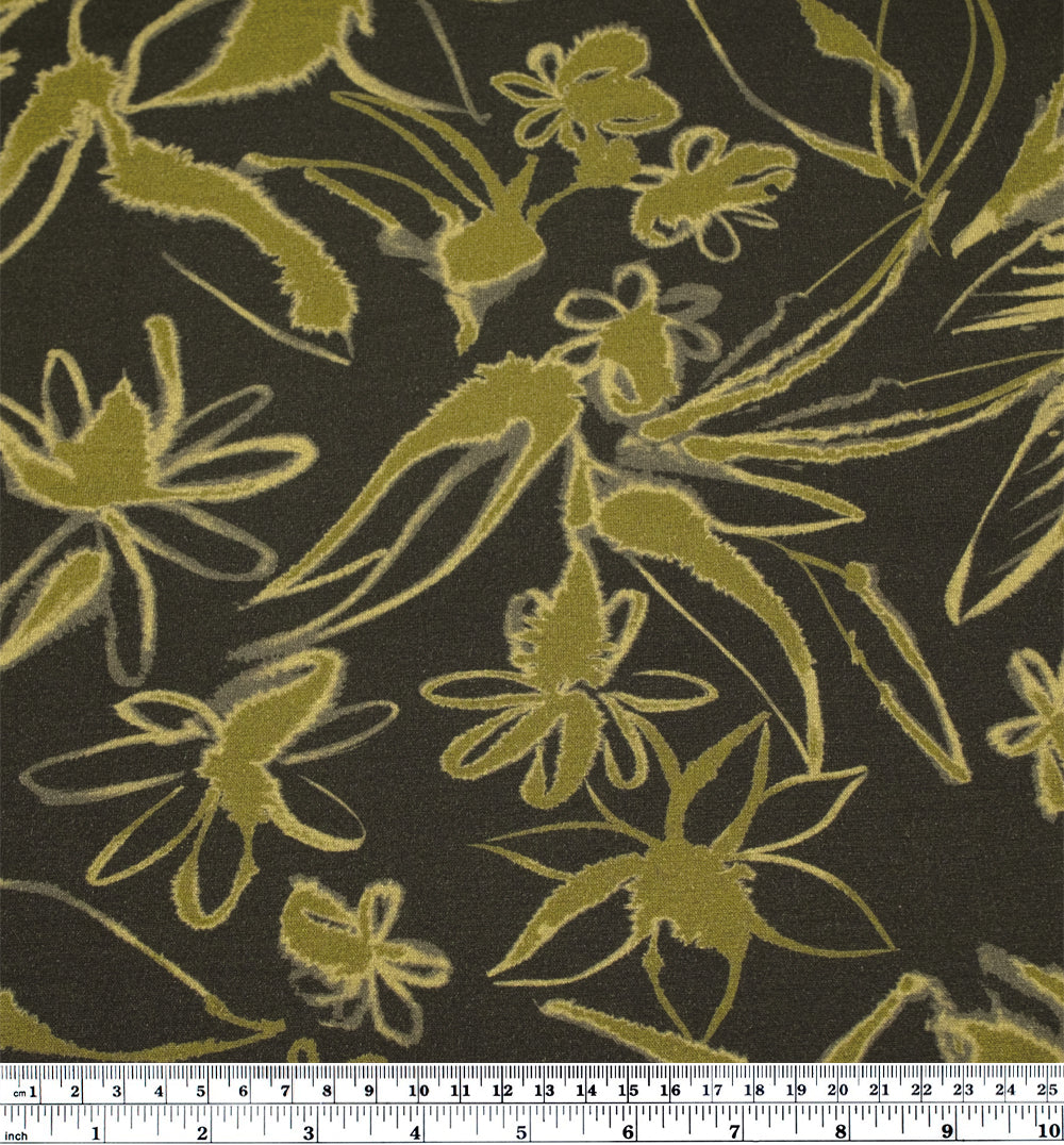 Overgrowth LENZING™ ECOVERO™ Jersey - Peat/Avocado | Blackbird Fabrics