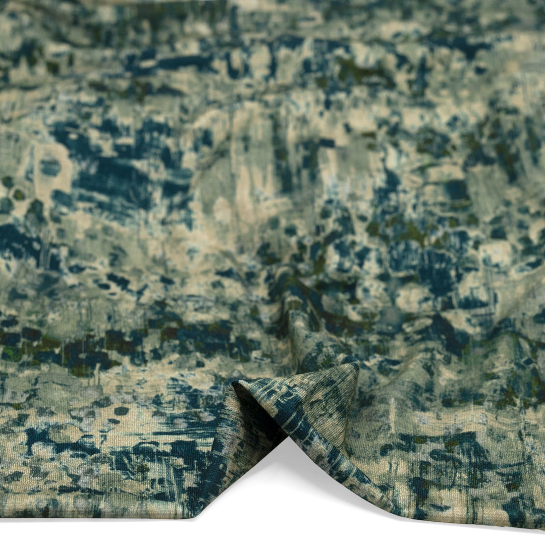 Raindrop LENZING™ ECOVERO™ Jersey - Cucumber/Lagoon | Blackbird Fabrics