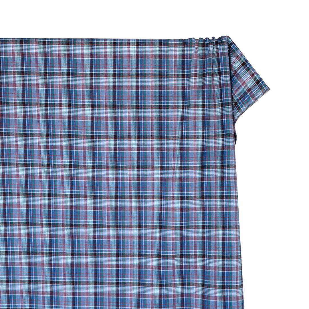 Daylight Plaid Cotton Shirting - Powder Blue/Harbour/Madder | Blackbird Fabrics
