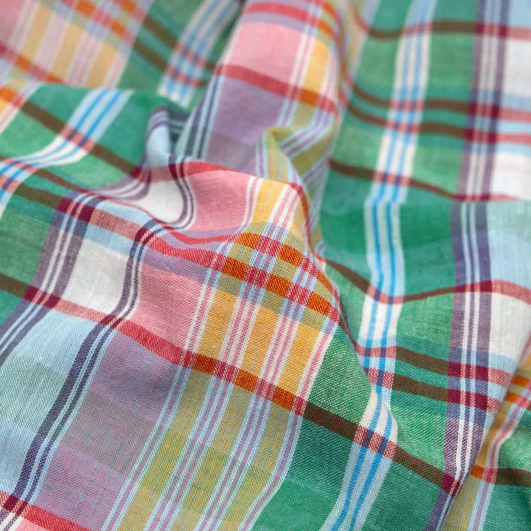 Daylight Plaid Cotton Shirting - Bubblegum/Pale Blue/Multi | Blackbird Fabrics
