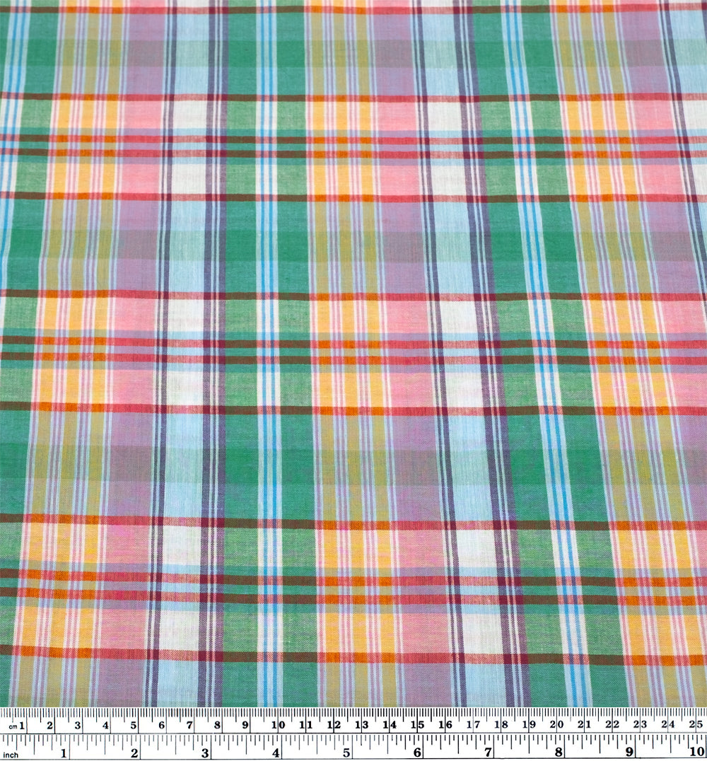 Daylight Plaid Cotton Shirting - Bubblegum/Pale Blue/Multi | Blackbird Fabrics