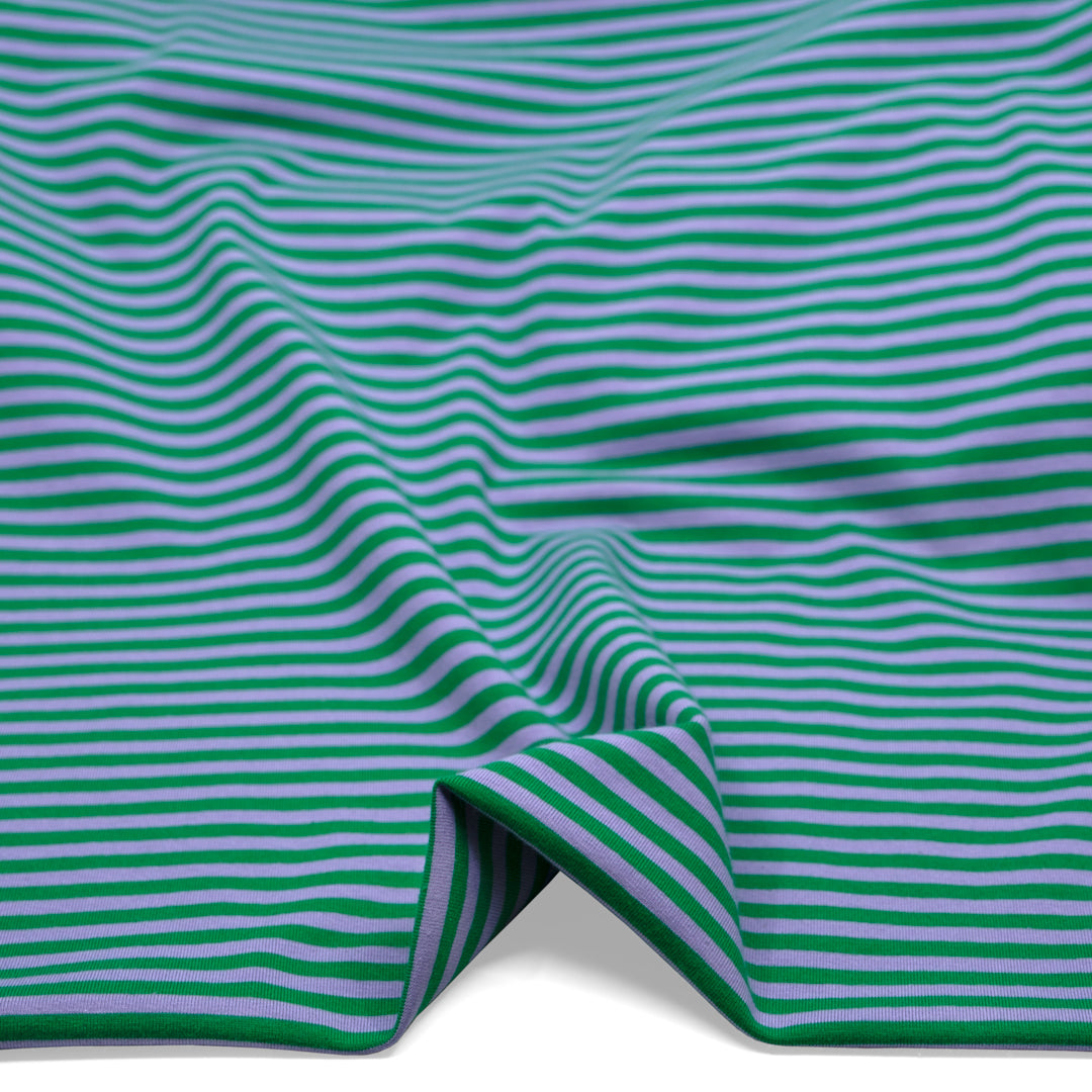 Skinny Sport Stripe Cotton Jersey - Lavender/Viridian | Blackbird Fabrics