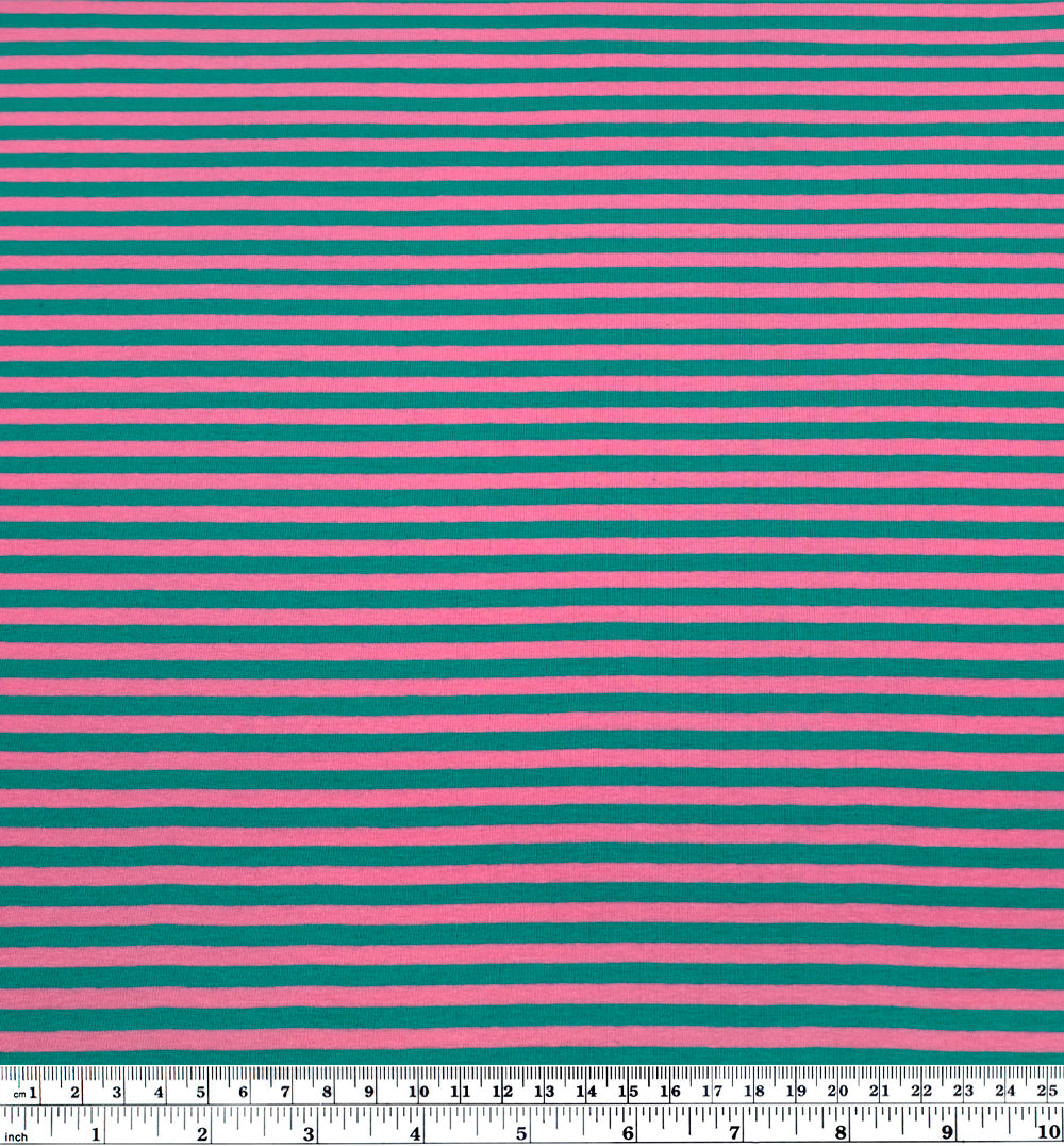 Skinny Sport Stripe Cotton Jersey - Teal/Frosting | Blackbird Fabrics