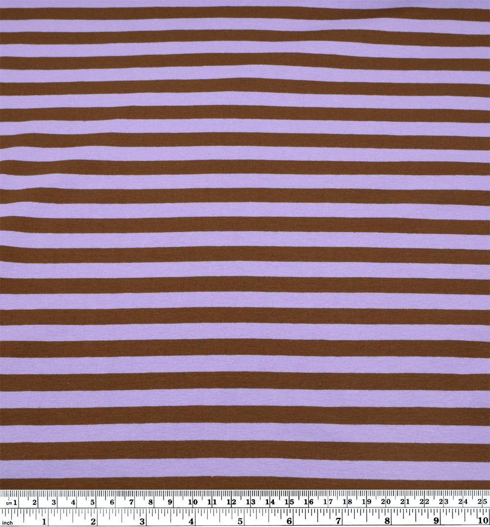 Sport Stripe Cotton Jersey - Lavender/Nutshell | Blackbird Fabrics