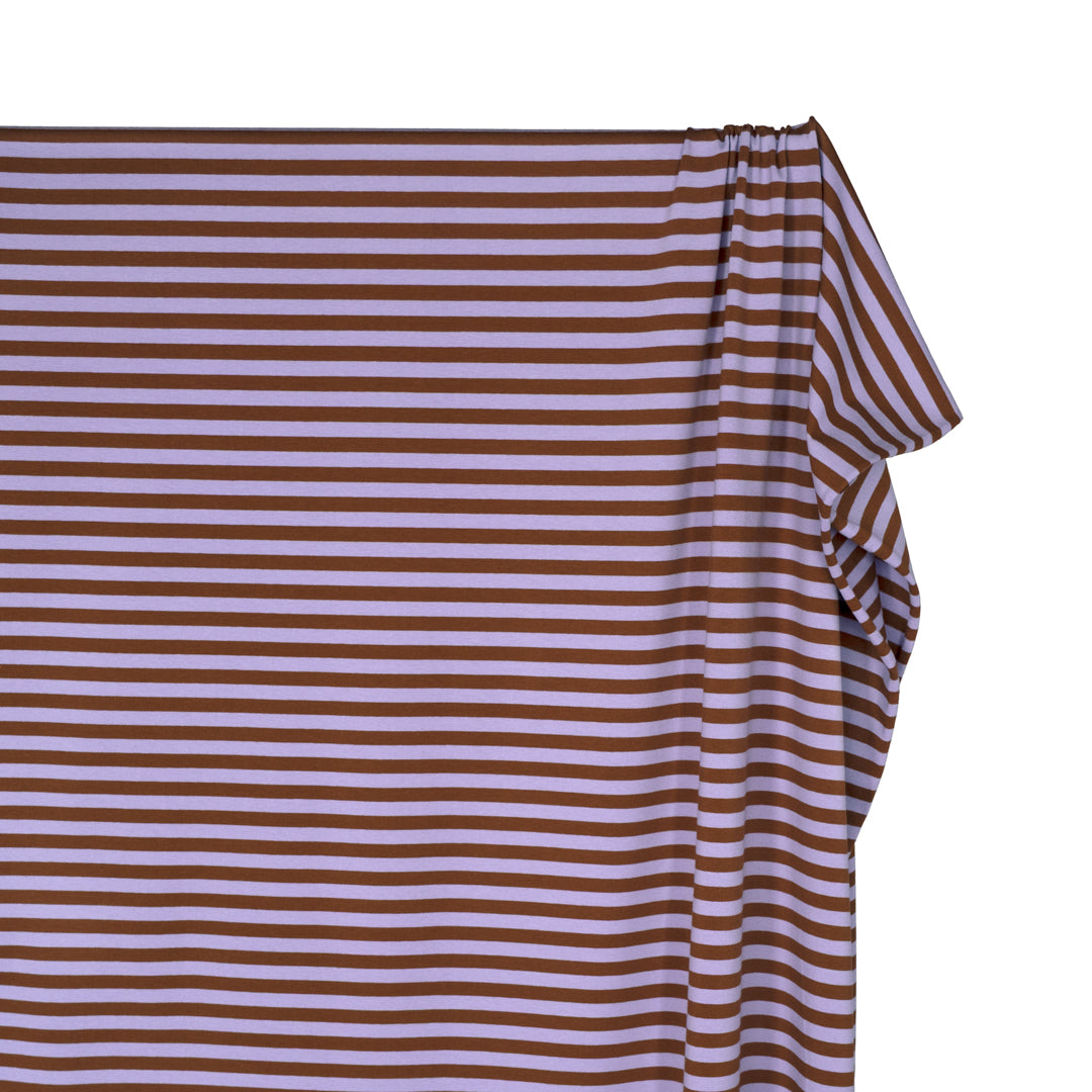 Sport Stripe Cotton Jersey - Lavender/Nutshell | Blackbird Fabrics
