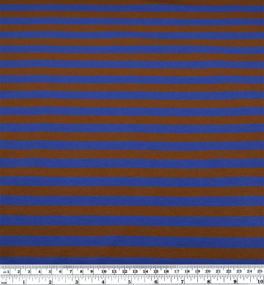 Sport Stripe Cotton Jersey - Lapis/Nutshell | Blackbird Fabrics