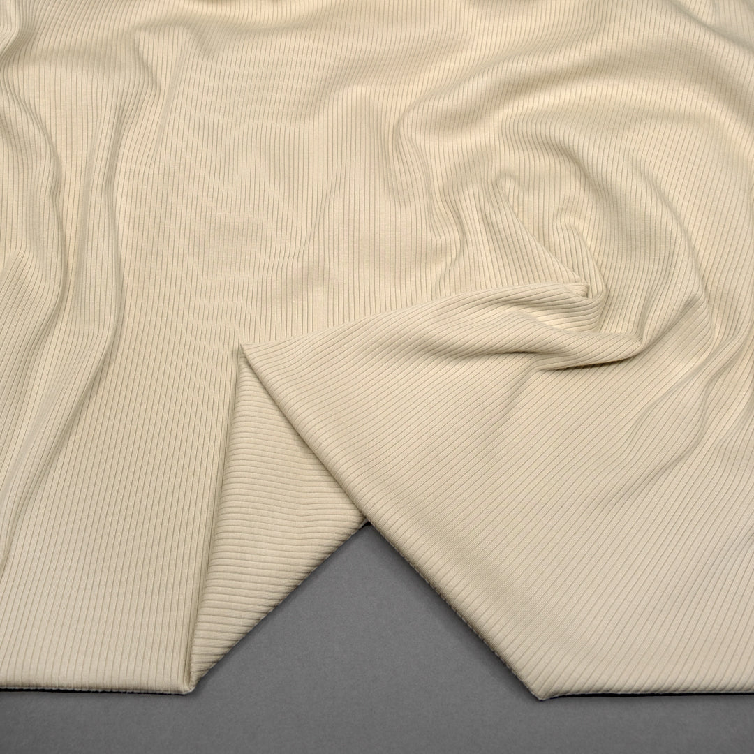 Unwind Bamboo Cotton Rib Knit - Cashew | Blackbird Fabrics