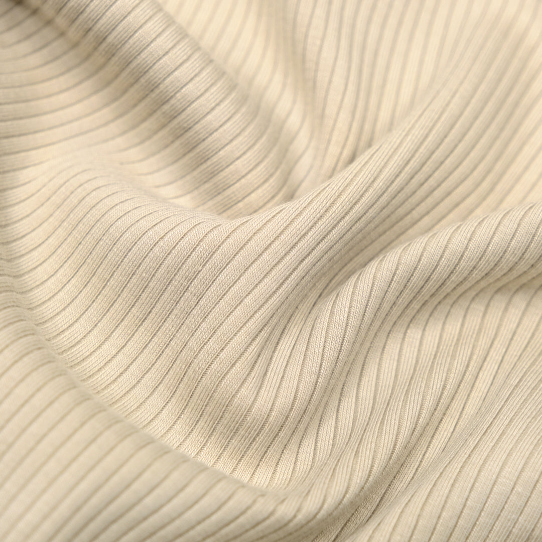 Unwind Bamboo Cotton Rib Knit - Cashew | Blackbird Fabrics