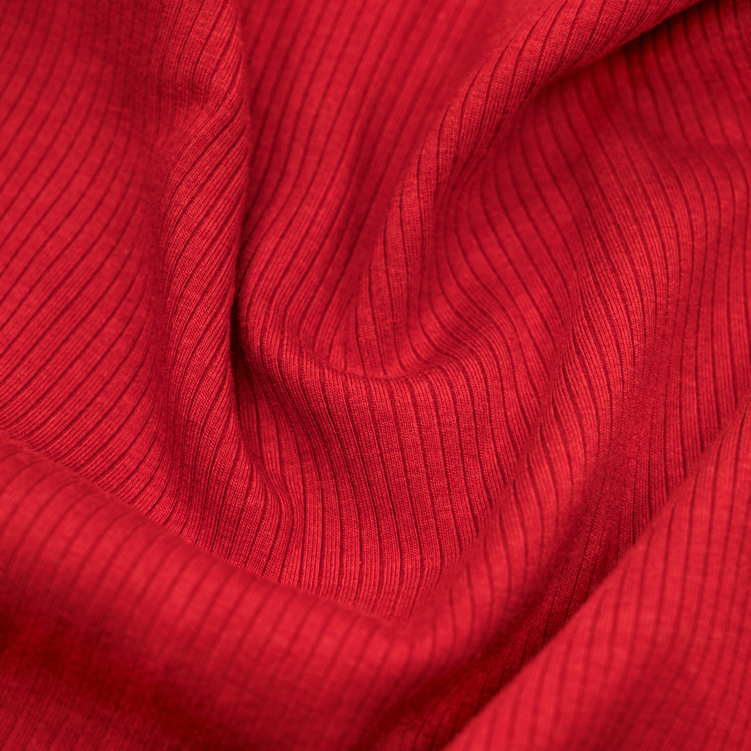 Unwind Bamboo Cotton Rib Knit - Fire Red