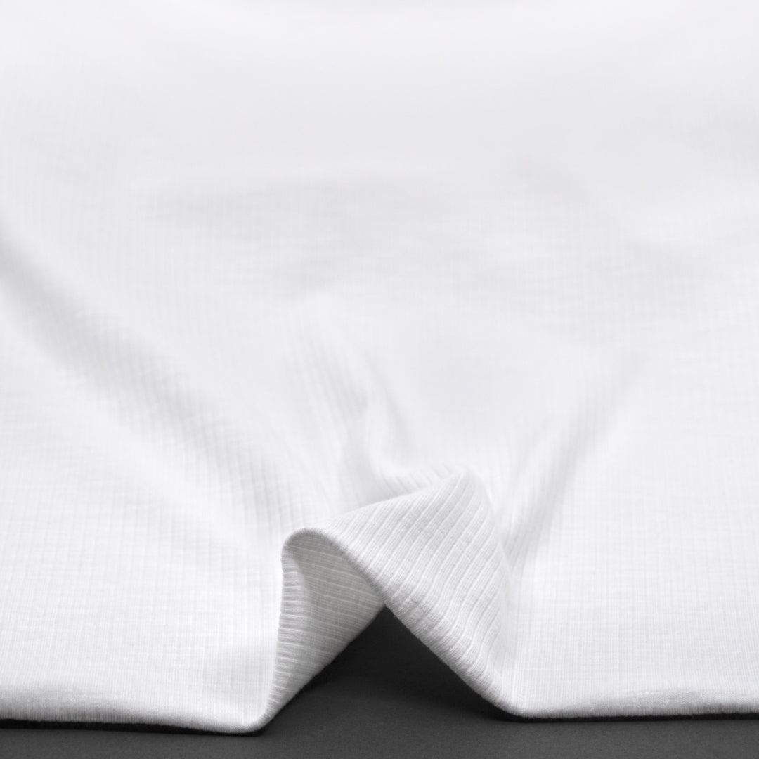 Comfy Cotton Rib Knit - White | Blackbird Fabrics