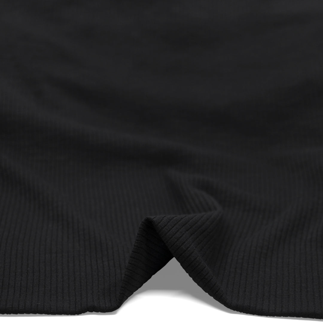 Comfy Cotton Rib Knit - Black | Blackbird Fabrics