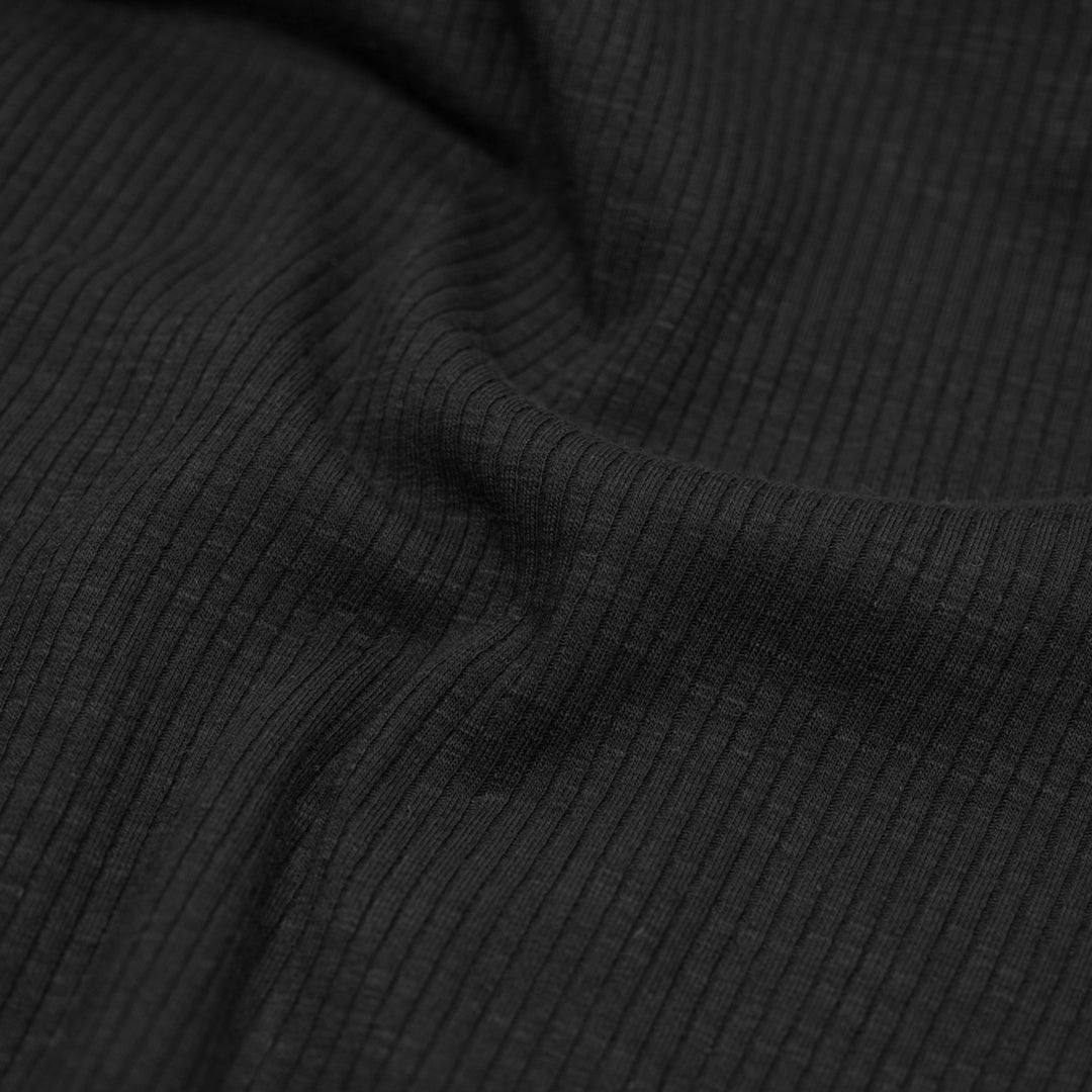 Comfy Cotton Rib Knit - Black | Blackbird Fabrics