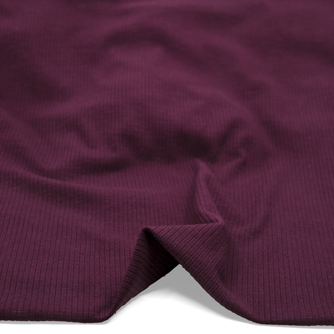 Comfy Cotton Rib Knit - Smoked Plum | Blackbird Fabrics