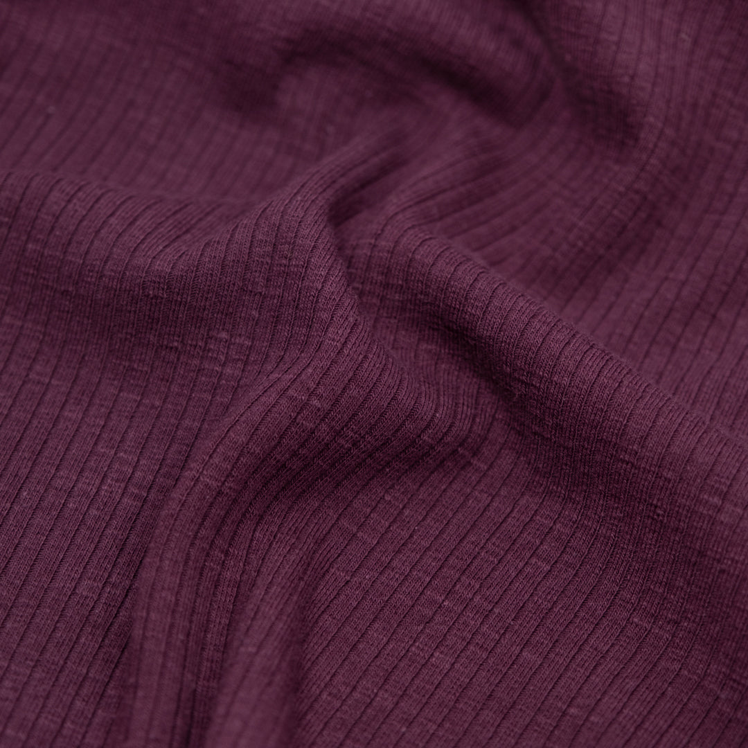 Comfy Cotton Rib Knit - Smoked Plum | Blackbird Fabrics