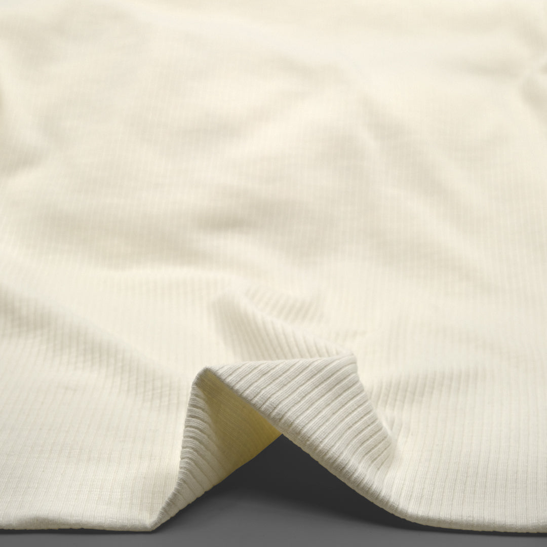 Comfy Cotton Rib Knit - Ivory | Blackbird Fabrics