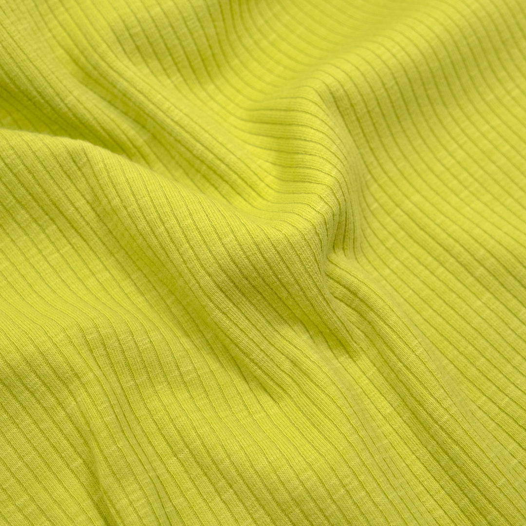 Comfy Cotton Rib Knit - Electric Lime | Blackbird Fabrics