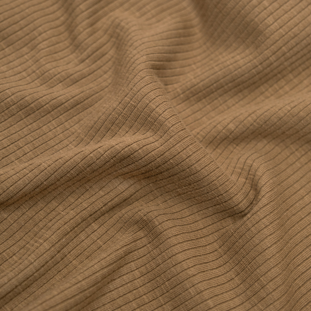 Comfy Cotton Rib Knit - Oak | Blackbird Fabrics