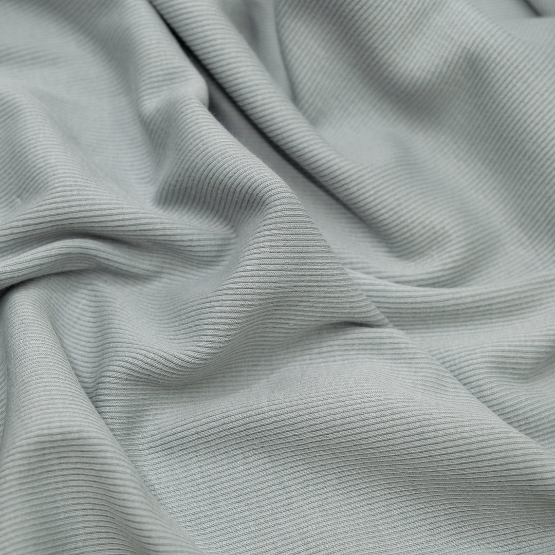 Fine Cotton Rib Knit - Mist | Blackbird Fabrics