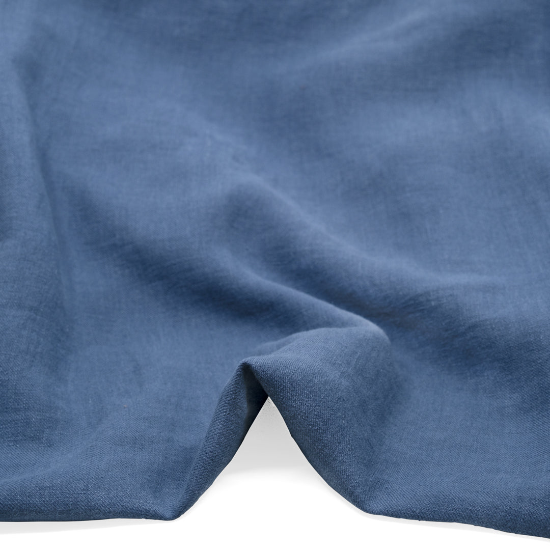 6.5oz Laundered Linen Twill - Blue Pool | Blackbird Fabrics