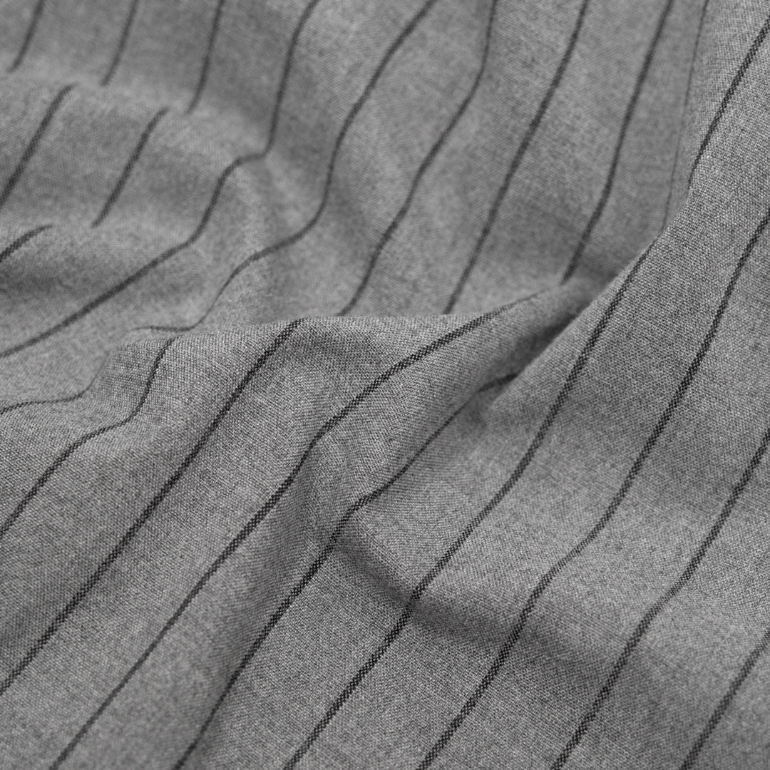 Department Stripe Brushed Suiting - Heather Grey/Black | Blackbird Fabrics