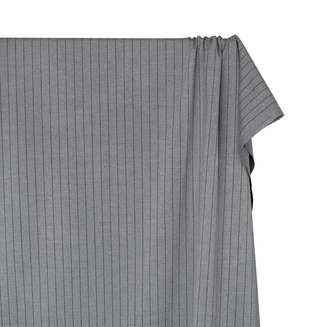 Department Stripe Brushed Suiting - Heather Grey/Black | Blackbird Fabrics