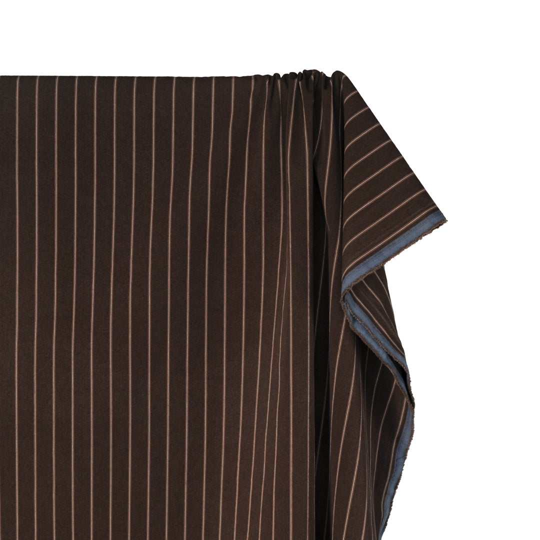 Tram Stripe Softened Organic Cotton *Imperfect - Dark Chocolate | Blackbird Fabrics