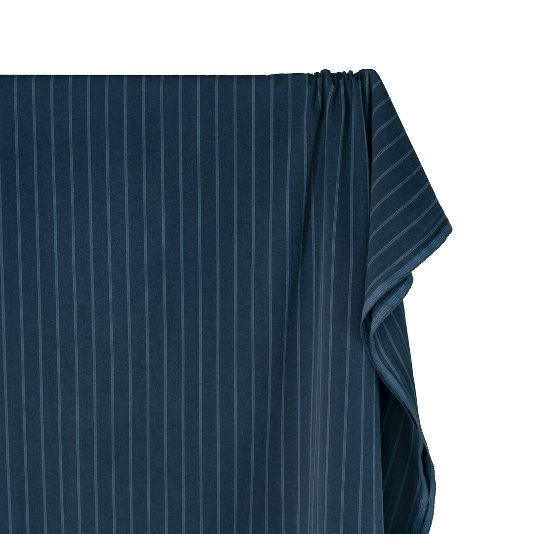 Tram Stripe Softened Organic Cotton - Deep Ocean | Blackbird Fabrics