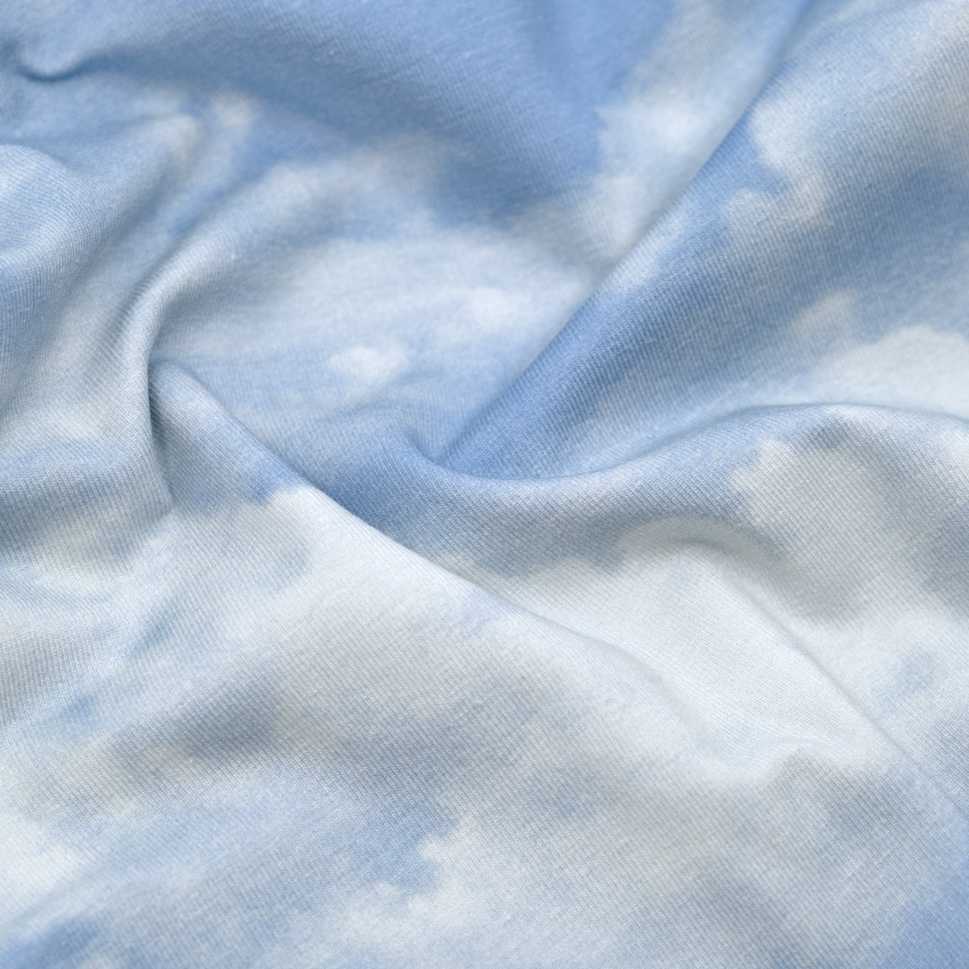 Cloudy Skies Organic Cotton Jersey - Baby Blue/Ivory | Blackbird Fabrics