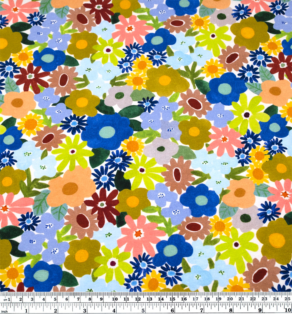 Garden Medley Organic Cotton Jersey - Summer Breeze | Blackbird Fabrics