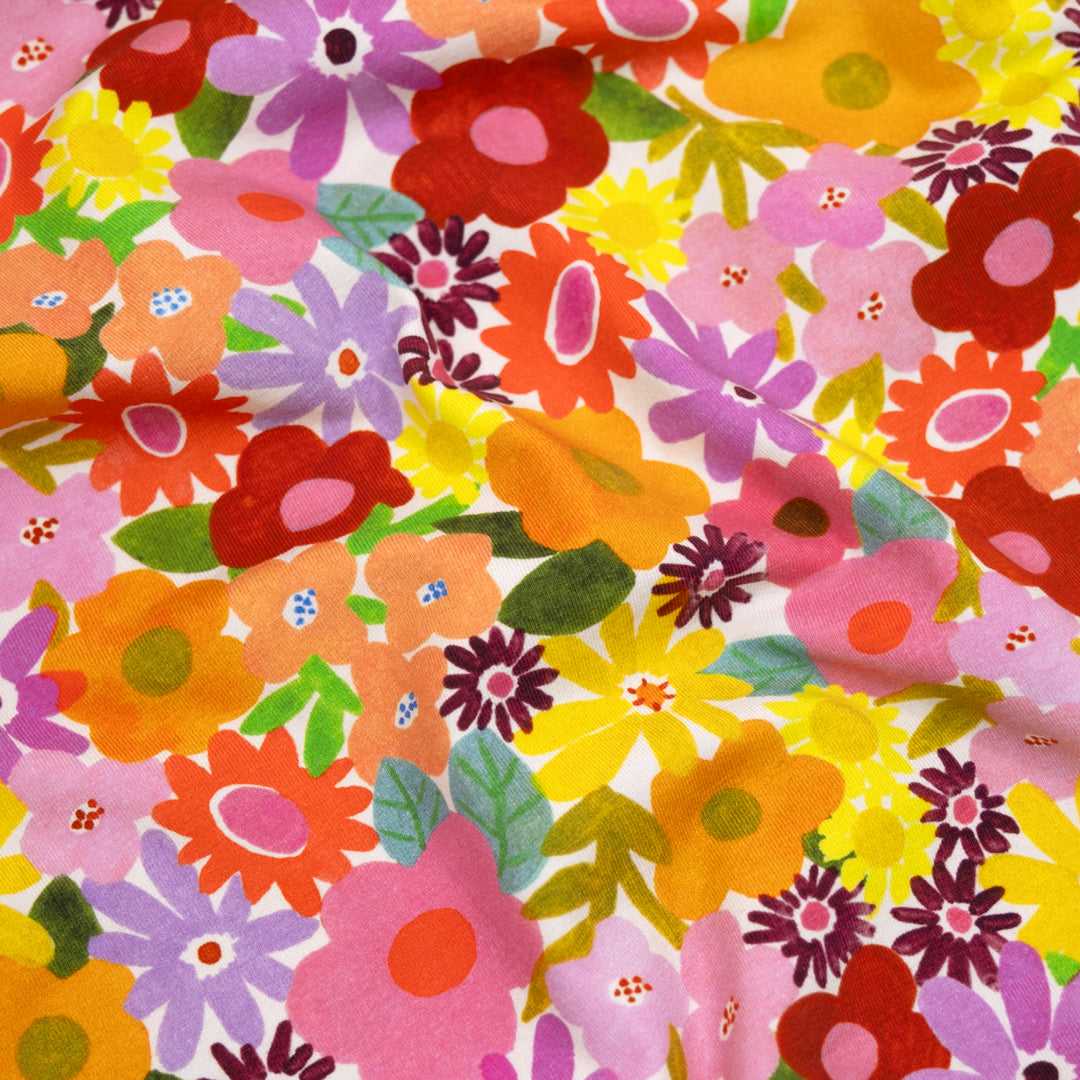 Garden Medley Organic Cotton Jersey - Berry Bliss | Blackbird Fabrics