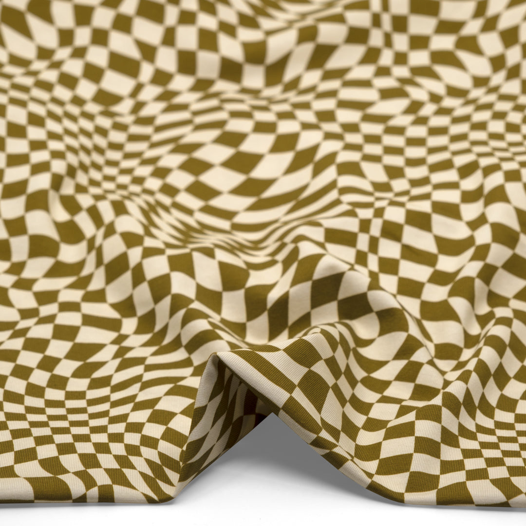 Magic Eye Organic Cotton Jersey - Cactus/Cream | Blackbird Fabrics