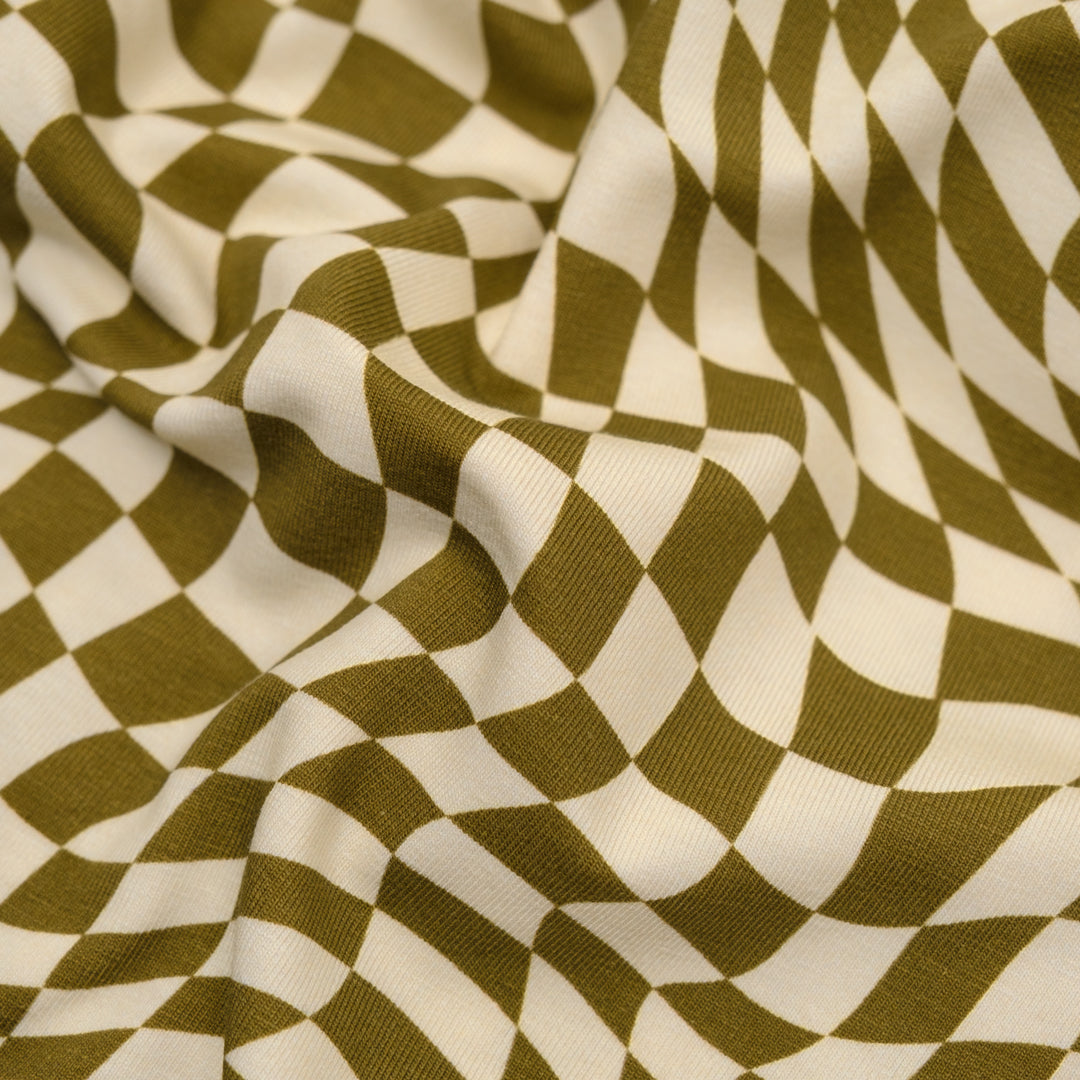 Magic Eye Organic Cotton Jersey - Cactus/Cream | Blackbird Fabrics