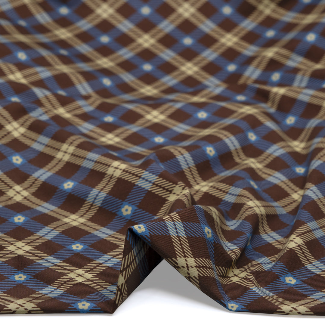 Preppy Posy Organic Cotton Jersey - Clove/Marlin/Buttermilk | Blackbird Fabrics