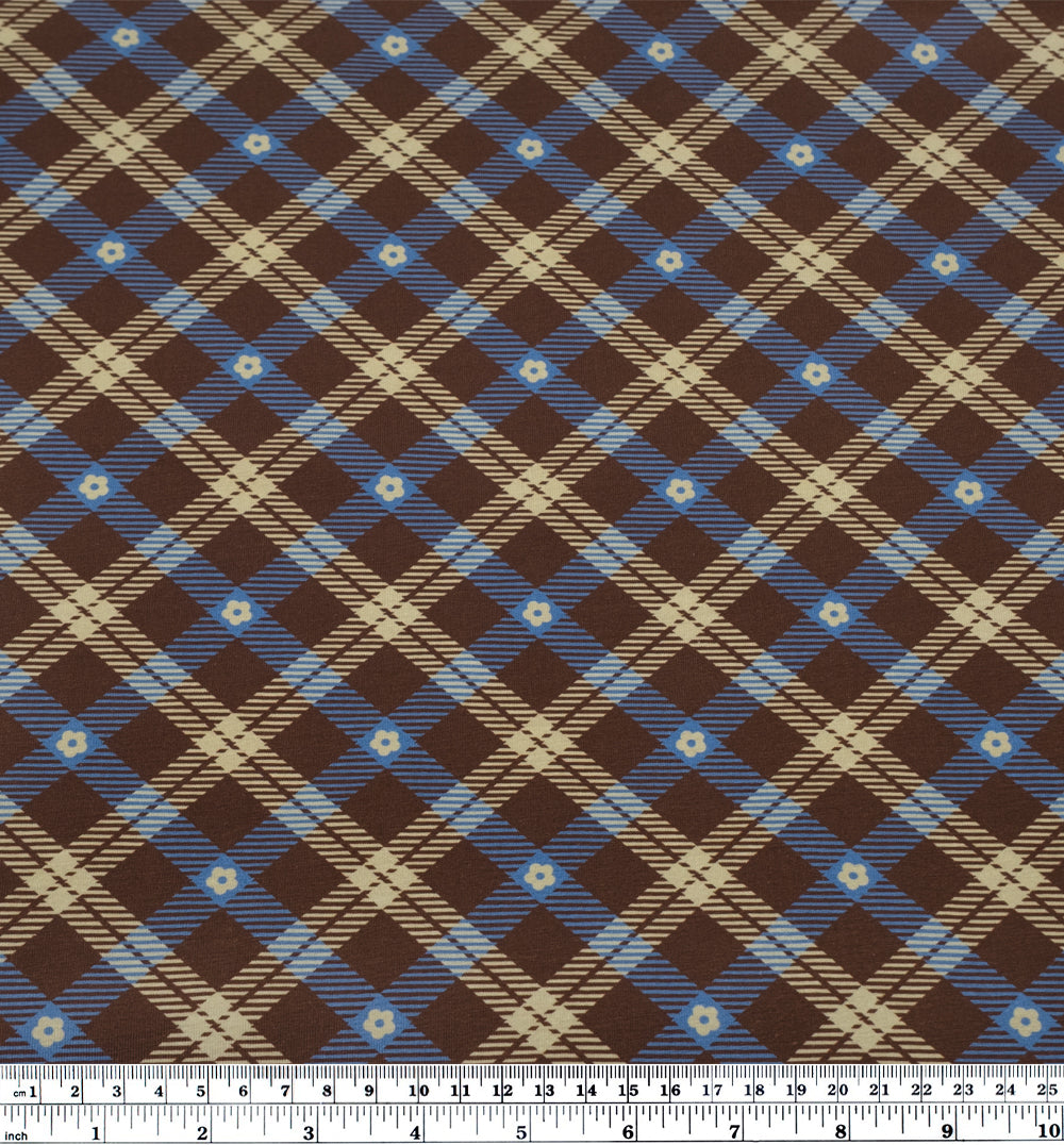 Preppy Posy Organic Cotton Jersey - Clove/Marlin/Buttermilk | Blackbird Fabrics