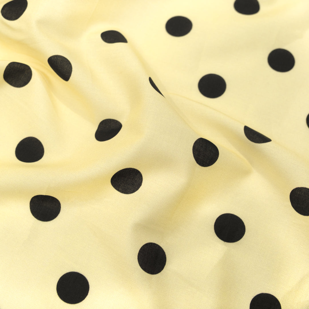 Big Dots Printed Cotton Lawn - Butter/Black | Blackbird Fabrics