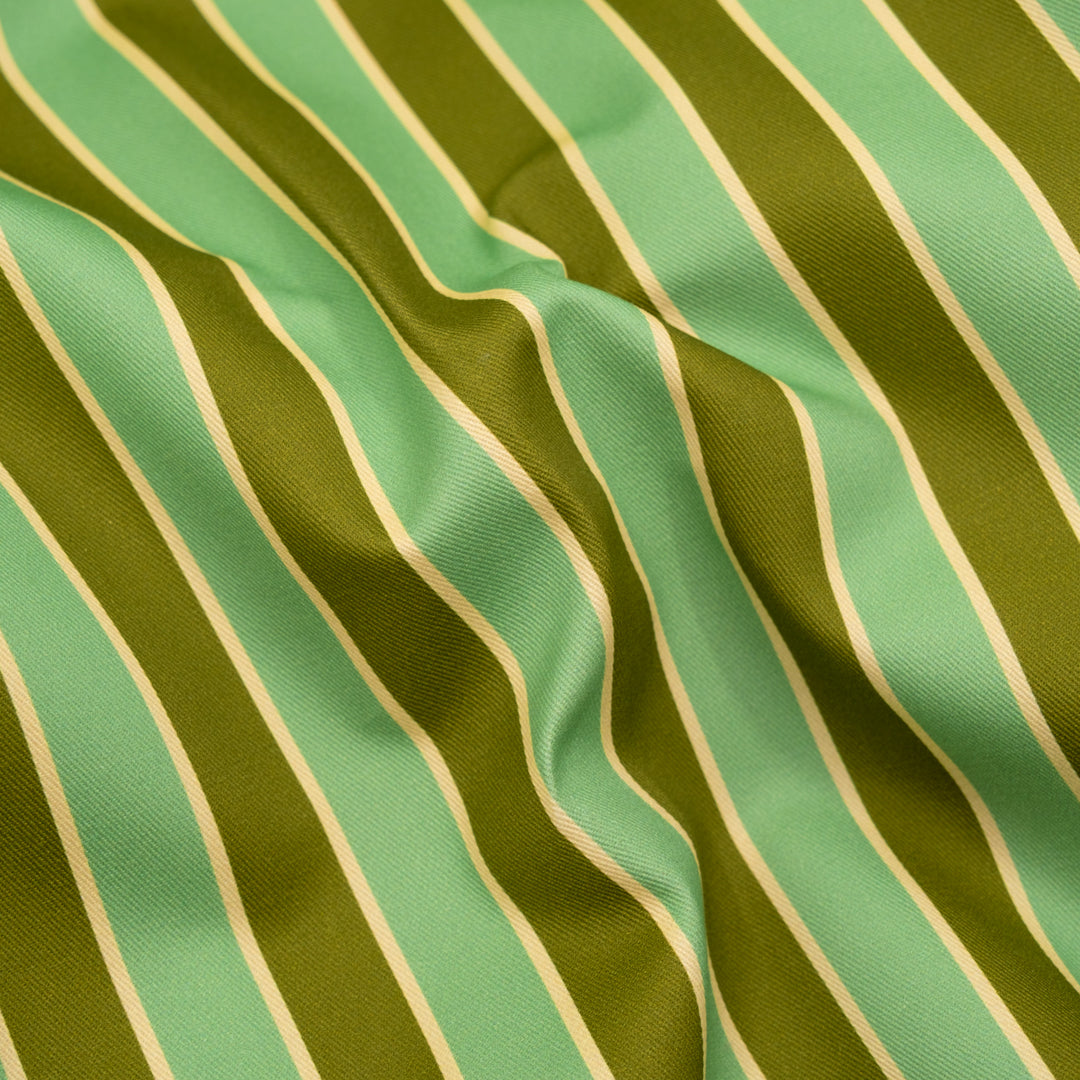 Vacation Stripe Printed Cotton Twill - Spearmint/Basil | Blackbird Fabrics